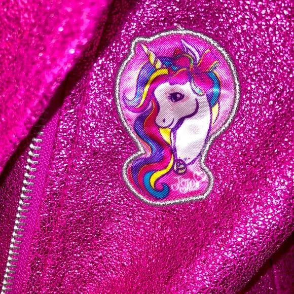 Jojo Siwa Hot Pink Unicorn Rainbow Sparkle Sequins Motorcycle Jacket Kids Size S
